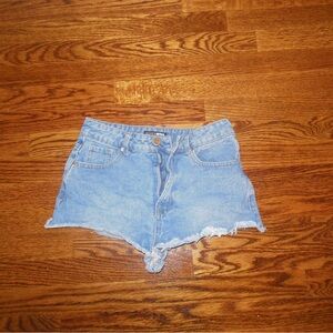 Fashion Nova Blue Jean Shorts High-Waisted Distressed